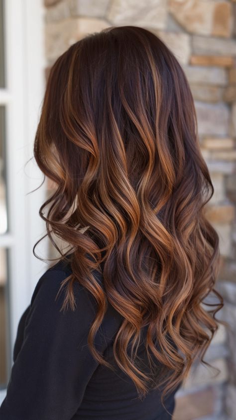 24 Trending Copper Balayage Hair Color Ideas for 2025: Styles & Tips Ombre Hair Color Copper, Dark Copper Hair With Highlights, Copper Highlights On Dark Hair, Copper Shag, Fall Ombre Hair, Copper Balayage Hair, Dark Copper Red, Bronze Hair Color, Balayage Hair Copper