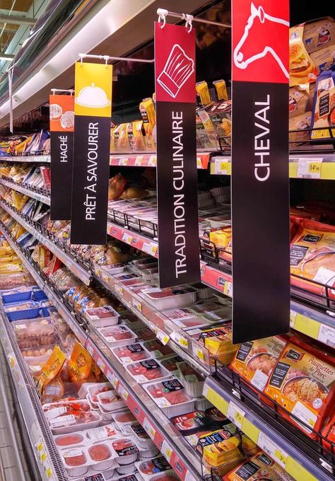 Shop Like a Pro in a French Supermarket - Falcondale Life Supermarket Ideas, Supermarket Products, Supermarket Exterior, Supermarket Poster, French Supermarket, Super Market, Supermarket Branding, Supermarket Aisle Signage, Shopping In Supermarket