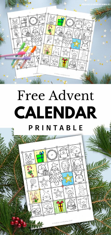 Looking for some easy holiday fun? rediscoveredfamilies.com offers a free Advent calendar printable for kids to use. Print the calendar and watch them enjoy coloring their way through December. This printable Christmas countdown calendar is perfect for all ages and is one of the easiest Christmas activities for families. Save this pin so you can find it! Free Printable Advent Calendar Numbers Countdown To Christmas, Coloring Advent Calendar, Christmas Advent Calendar Printable, Free Printable Advent Calendar For Kids, Printable Advent Calendar For Kids, Christmas Advent Activities For Kids, Free Advent Calendar Printables, To Color Free Printable, Christmas Countdown For Kids