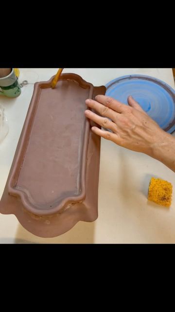 Stacia Miller on Instagram: "The second part of my platter making series. Here, I flip the slab that you saw me make yesterday onto a wooden mold, and shape the slab around it. I like to throw my platter feet on the wheel, since this allows for a continuous foot. If you use a coil, there has to be a seam somewhere. Then I slip and score it into place, and add my stamp. Come back tomorrow for the next step! #Handmade #HandmadePottery #PotteryVideo #PotteryVideos #CeramicVideo #CeramicsVideo #Cer Pottery Platter Ideas Serving Trays, Pottery Platter, Pottery Videos, Handmade Pottery, Serving Dishes, Serving Tray, Come Back, Molding, Two By Two