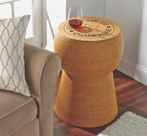 Giant Champagne Cork Stool Champagne Accessories, Cork Stool, Cork Table, Cork Accessories, Drinking Champagne, Champagne Corks, Patio Side Table, Wine Art, Modern Bar