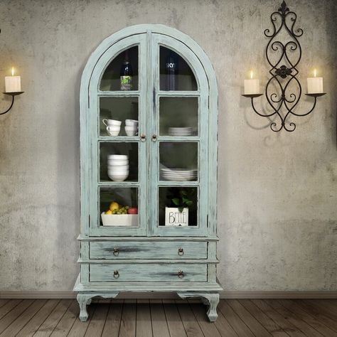 Astoria Grand Farreli China Cabinet & Reviews | Wayfair Farmhouse China Cabinet, China Cabinet Redo, Farmhouse Island, Elegant Cabinet, Dining Hutch, Redo Cabinets, Wood Display Stand, Removable Shelves, Dining Cabinet