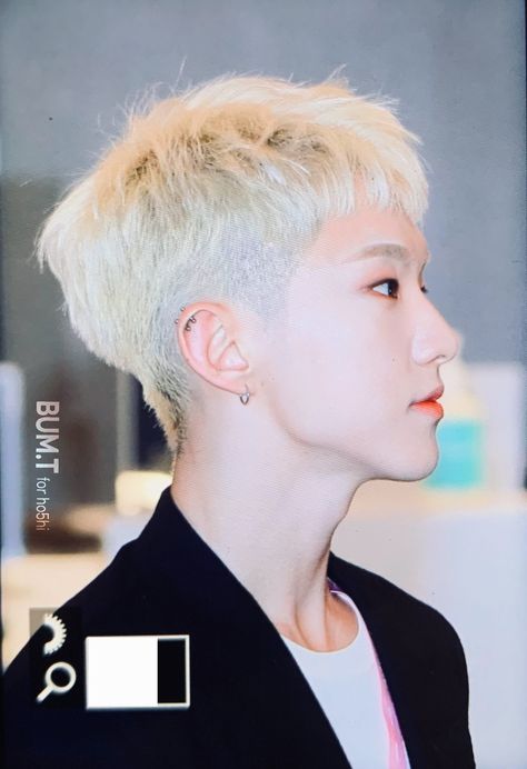 Seventeen Leader, Double Ear Piercings, Cool Ear Piercings, Pretty Ear Piercings, Hoshi Seventeen, Mullet Hairstyle, Orange Hair, Piercing Tattoo, Model Hair