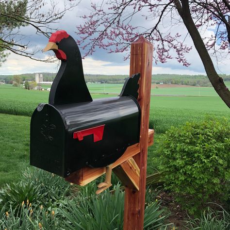 This unique mailbox is handcrafted in central Pennsylvania and would look great at your curb!Be aware - This mailbox is hand painted so each one is slightly different and may not exactly match the online photos. Some assembly required.Install on a mailbox post (not included). See photo for recommended post style.Please note that specialty mailboxes such as this mailbox do require care and maintenance to retain their beauty and extend their lifespan. See our full mailbox collection at: https://st Funny Mailbox Ideas, Country Mailbox Ideas, Weird Mailboxes, Creative Mailbox Ideas, Mailbox Holder, Funny Mailboxes, Unique Mailbox, Cool Mailboxes, Mailbox Landscaping