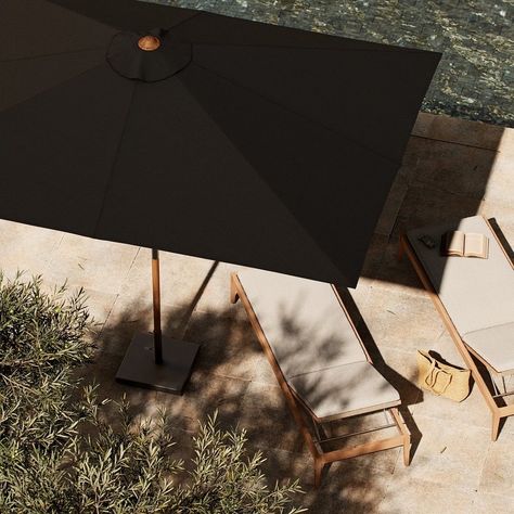 Scenes of summer 🌞 Transform your outdoor space into a haven of luxury with our newest collection #StyleMeGHD ⠀⠀⠀⠀⠀⠀⠀⠀⠀ Black Outdoor Umbrella, Campaign Style Furniture, Wall Hooks Bathroom, Toilet Accessories Decor, Pulley System, Leather Detailing, Rope Cord, Table Top Design, Outdoor Cushions And Pillows