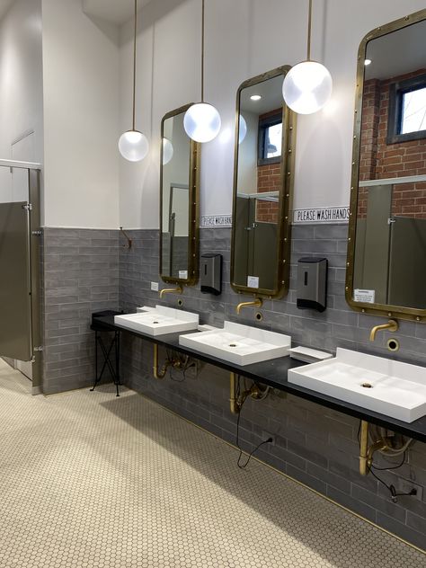 Modern Commercial Bathroom, Office Bathroom Design, Commercial Bathroom Ideas, Church Bathroom, Public Restroom Design, Commercial Bathroom Designs, Industrial Toilets, Commercial Toilet, Restroom Design