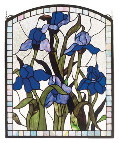 Meyda Tiffany Iris Stained Glass Window & Reviews | Wayfair Tiffany Vitray, Purple Iris Flowers, Painted Glass Art, Stained Glass Window Panel, Tiffany Stained Glass, Stained Glass Flowers, Tiffany Glass, Stained Glass Crafts, Stained Glass Panels