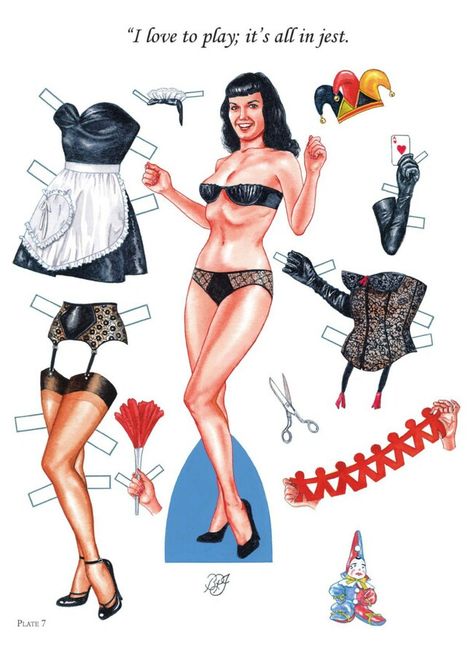 Paper Dolls Clothing, Dover Publications, Pin Doll, Paper Dolls Printable, Bettie Page, Vintage Paper Dolls, Pin Up Art, Vintage Pinup, Paper Toys