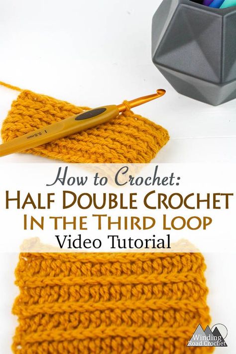 Learn how to crochet a half double crochet stitch in the third loop or back bump, back bar by watching this video tutorial. This crochet stitch has a very unique look and can look differently depending on if you work back and forth or in the round. Loop Stitch, Half Double Crochet Stitch, Lion Brand Wool Ease, Crochet Knit Stitches, Crochet Tips, Back Bar, Learn How To Crochet, Double Crochet Stitch, Crochet Stitches Tutorial