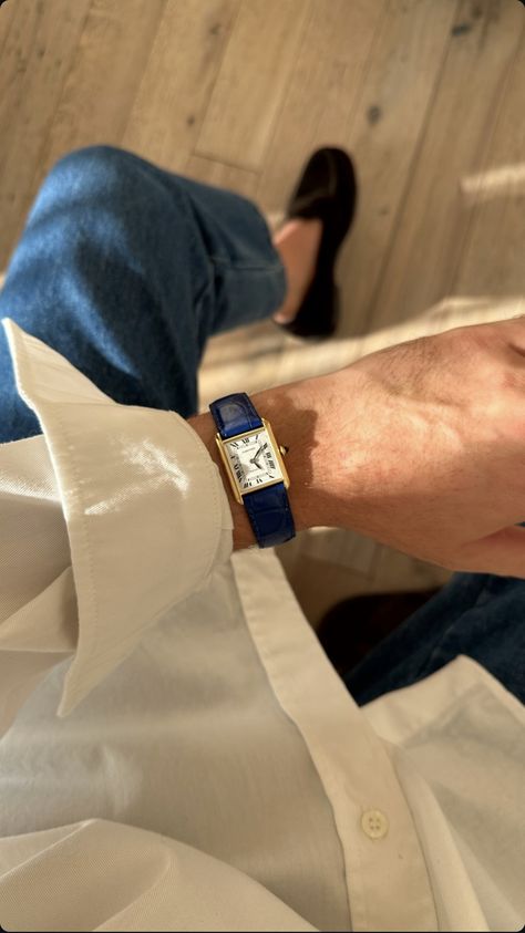 Cartier Tank Watch Mens, Mens Aesthetic Jewelry, Apple Watch Aesthetic Men, Watch Aesthetic Man, Mens Jewelry Aesthetic, Classic Watches For Men, Dope Jewelry Accessories, Gentleman Aesthetic, Tank Watch