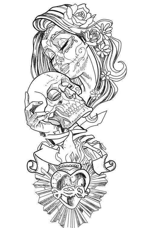 Awesome Tattoos For Women, Female Calf Tattoo, Catrina Drawing, Dia De Los Muertos Tattoo Ideas, Skull Tattoo Stencil, Hispanic Tattoos, Tattoo Crane, Gotik Tattoo, Catrina Tattoo