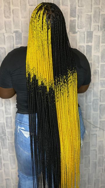 Yellow And Black Braids, Yellow Braids For Black Women, Cherry Braids, Yellow Hair Ideas, Yellow Braids, Color Braids, Boy Braids, Plait Styles, Hospital Admit