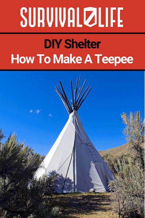 Diy Teepee Tent Outdoor Camping, How To Build A Teepee Outdoors, Outdoor Teepee Diy, How To Build A Teepee, How To Make Teepee, Build A Teepee, Dugout Shelter, Diy Shelter, Make A Teepee