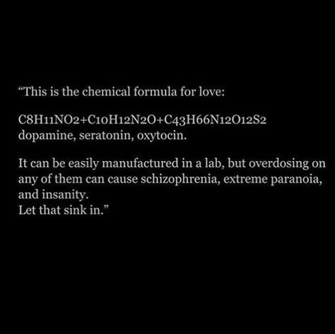 "This is the chemical formula for love" #love #dopamine #serotonin #oxytocin Dopamine Quotes Funny, Dopamine Quotes, Dopamine Quote, Formula For Love, Dopamine Serotonin, Connection Quotes, Schrödinger's Cat, Poetic Quote, Happy Music