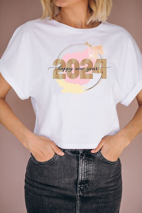 Happy New Year Shirt Design, Happy New Year 2023 Tshirt Design, New Years Sublimation Designs, New Year Graphic Print Short Sleeve T-shirt, Easter Gift Card Holder, Happy New Year Shirt, Design For Tumbler, New Year Eve, Happy New Year 2024