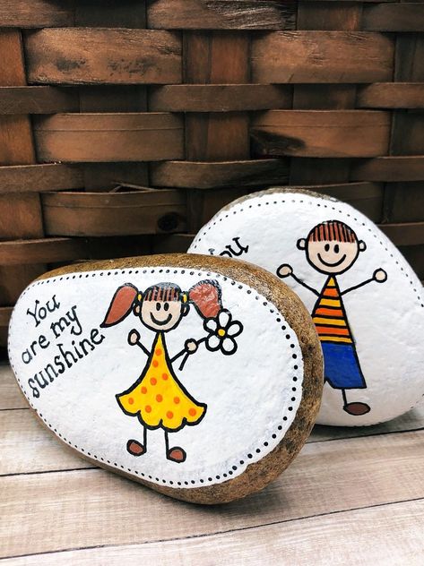 You Are My Sunshine Boy or Girl Gift for Kids Encouragement | Etsy Painted Rock Christmas, My Only Sunshine, Rock Painting Tutorial, Floral Wrapping Paper, You Make Me Happy, Kindness Rocks, Hand Painted Rocks, My Sunshine, Rock Crafts