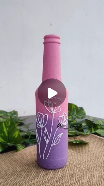 Achalya Ashok on Instagram: "A simple bottle art for everyone to try.   Materials used in this video:  🎨A clean glass bottle 🎨White gesso for base 🎨Chalk paints 🎨3D outliner  Give it a try and do tag me.😊  #_kraft_art_#bottleart #reelsinstagram #reels #trending #viral #homedecor #tutorial #easy #easyart #bottlepainting #chalkpaint #hobbyideasindia #pinterest #artoftheday #artwork #bottleartlovers #diy #art #artist #simpledesign" Glass Bottles Art Paint Easy, Simple Bottle Art, Plastic Bottle Art, Shake Bottle, Glass Bottles Art, Pink Bottle, Abstract Floral Paintings, Painted Jars, Class 10