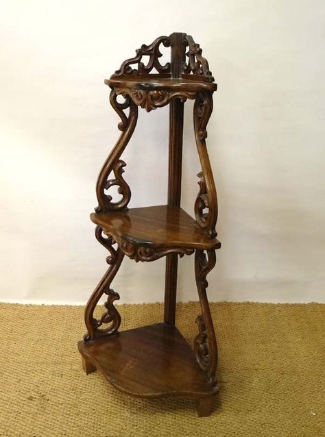 Victorian Style Rosewood Three Tier Corner Shelf Tiered Corner Shelf, Victorian Corner Shelves, Antique Corner Shelf, Nutcracker Display, Wooden Corner Shelf, Circle Drive, Wall Shelving Units, Diy Diwali Decorations, Dream Furniture