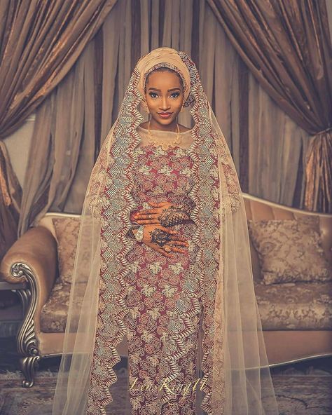 Hausa Bride, Hausa Wedding, Simple Long Dress, African Weddings, Muslim Bridal, Casual Elegant Style, Nigerian Lace Styles Dress, Nigerian Lace Styles, Traditional Wedding Attire