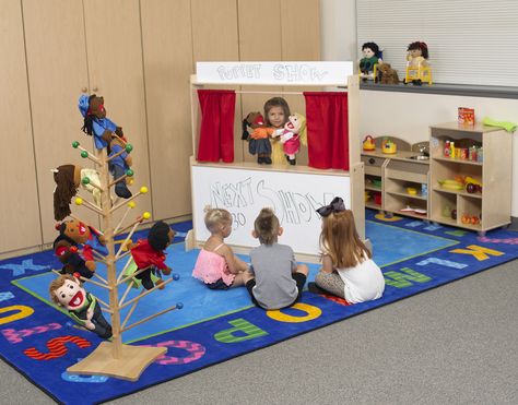 Dramatic Play is important to your child's development! https://www.childrensfactory.com/product-category/classroom-furnishings/dramatic-play-classroom-furnishings/ Daycare Furniture, Girl Gift Baskets, Dramatic Play Area, Puppet Theatre, Kindergarden Activities, Classroom Rug, Kids Theater, The Puppet, Homeschool Kids