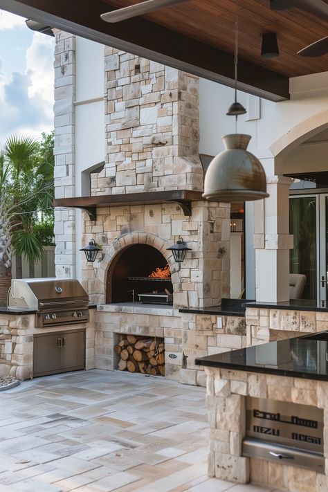 13 Stylish Florida Outdoor Kitchen Ideas In Southwest Homes Unique Outdoor Kitchen Ideas, Outdoor Fireplace With Kitchen, Outdoor Brick Kitchen Ideas, Outdoor Kitchen Stone Ideas, Mediterranean Outdoor Kitchen Ideas, Outdoor Kitchen Small Space, Outdoor Fireplace And Grill, Outdoor Kitchen With Fireplace, Florida Outdoor Kitchen