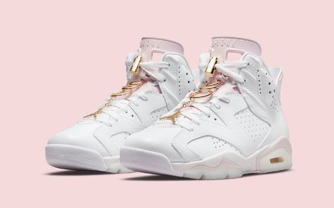 Where to Buy the Air Jordan 6 "Barely Rose" (Gold Hoops) | HOUSE OF HEAT 70s Converse, Nike X Travis Scott, Converse Run Star Hike, Jordan Retro 6, Air Jordan 6 Retro, Jordan 6 Retro, Converse Run Star, Womens Air Jordans, Jordan 2