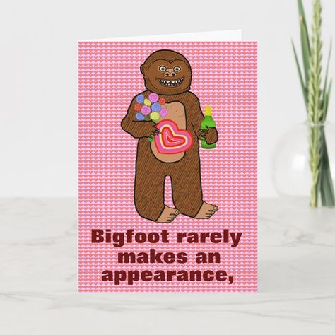 Funny Bigfoot Happy Birthday Pun Cartoon Sasquatch Holiday Card | #funnybigfootpun #funnysasquatch #yetihumor #funnybirthdaypun #funnyhappybirthday #funnyanimal #squatch #squatchin #yettimytholologicalcreature #cutekidscartoon Happy Valentines Day Funny, Bigfoot Birthday, Valentines Day Cartoons, Birthday Puns, Funny Bigfoot, Funny Holiday Cards, Bigfoot Humor, Valentines Day Funny, Happy Birthday Funny