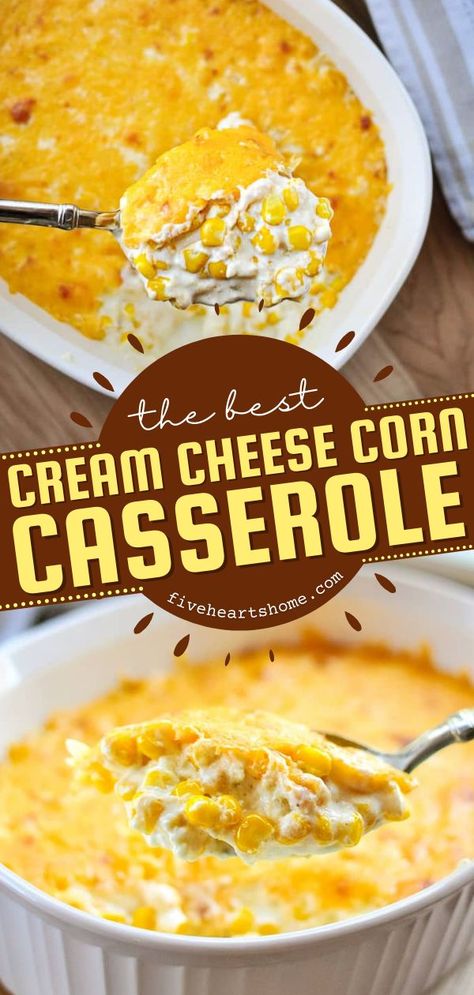 Cream Cheese Corn Casserole, thanksgiving dinner, easy side dishes Cornbread Casserole With Cream Cheese, Corn Casserole Thanksgiving Easy, Corn With Cream Cheese And Jalapenos, Best Corn Casserole Thanksgiving, Cream Cheese Dishes Meals, Corn Casserole No Cream Corn, Keto Corn Casserole Recipe, Corn And Cream Cheese Casserole, Easy Cream Corn Casserole