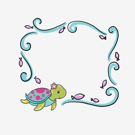 Fish Border Design, Sea Borders Design, Cartoon Border Design, Beautiful Border Designs, Sea Frame, Beautiful Border Design, Border Drawing, Fish Beautiful, Turtle Png