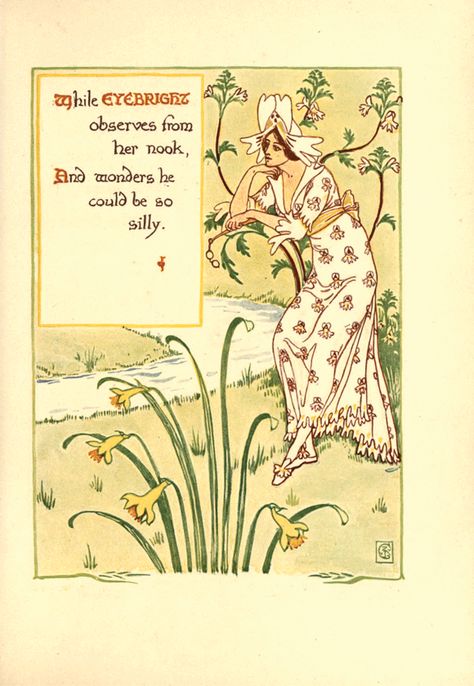 Old English Garden, Fairy Folk, Walter Crane, Arts And Crafts Style, Flower Meanings, English Artists, Language Of Flowers, Flower Fairies, British Library