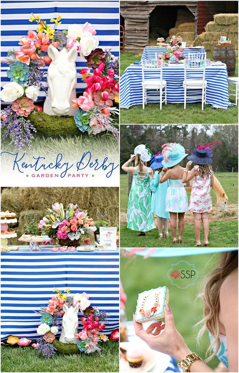 This Kentucky Derby Garden Party has it all from fun décor, Derby Style dresses, food, cocktails, invitation, and of course horses! Get more inspiration on www.sarahsofiaproductions.com Pastel Kentucky Derby Party, Derby Brunch Party Ideas, Derby Graduation Party, Kentucky Derby Graduation Party, Kids Derby Party, Kentucky Derby Baby Shower Ideas, Cocktails Invitation, Kentucky Derby Party Ideas Decoration, Derby Gala