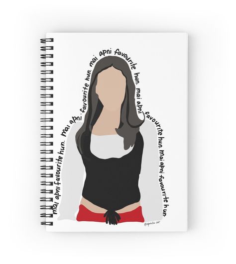 Spiral notebooks with high-quality edge-to-edge print on front. 120 pages in your choice of ruled or graph lines. hi there! Here's a minimalistic illustration of geet from jab we met we all love. I hope you all like it! Jab We Met Drawing, Geet Jab We Met Aesthetic, Geet Jab We Met Outfits, Geet Outfits From Jab We Met, Jab We Met Illustration, Jab We Met Painting, Jab We Met Illustration Art, Geet Jab We Met, Jab We Met Stickers