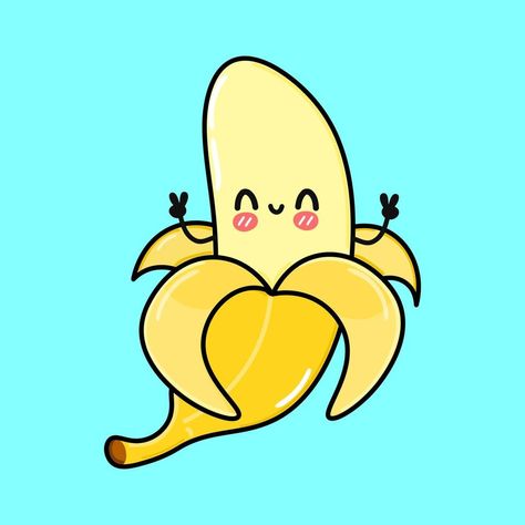 Banana Character, Funny Banana, Cartoon Banana, Cartoon Kawaii, Character Vector, Character Concept, Character Illustration, Hand Drawn, Funny