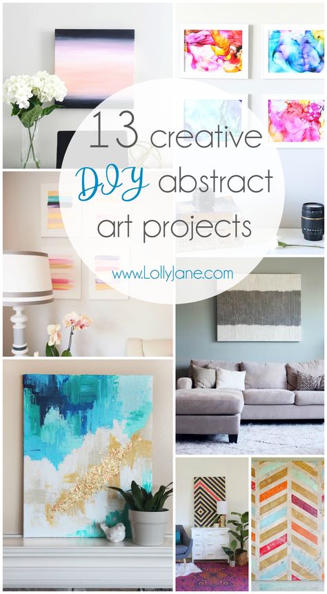 13 creative DIY abstract wall art projects that will add some beauty to your walls. Click to see 12 more easy DIY wall art projects! Diy Abstract Wall Art, Wall Art Projects, Cuadros Diy, Abstract Art Projects, Diy Abstract Canvas Art, Abstract Art Diy, Diy Canvas Wall Art, Diy Wall Art Decor, Diy Artwork