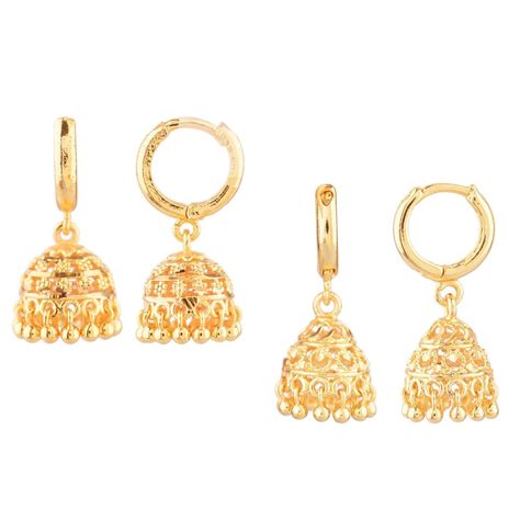 PRICES MAY VARY. Please confirm the size using model image, size dimensions, other reference images and videos. The color may slightly vary due to the photographic lighting sources. Set Content: Multipack of 2 Antique designer dangling style jhumka hoop dangle earrings set for women, Length x Width: 1 Inch x 0.5 Inch (2.5 cm x 1.2 cm), Metal: Alloy. Embellished with small hoop earrings with engraved filigree style jhumka jhumkis, gives it a perfect traditional cum contemporary look. This trendy Hoop Earrings Indian, Small Jhumka, Traditional Indian Jewellery, Earrings Indian, Traditional Earrings, Women Earrings, Indian Earrings, Reference Images, Hoop Earrings Small