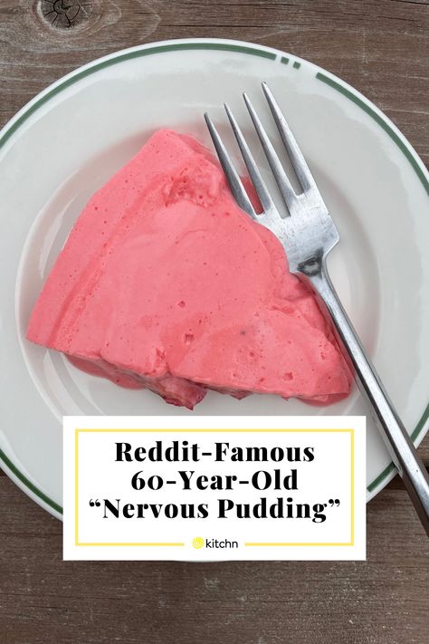 Fans of both Jell-O and vanilla ice cream will love this delicious and simple 60-year-old recipe for strawberry-flavored “nervous pudding.” And according to one Kitchn contributor, it’s definitely a hit for the summer. Ice Cream Jello, Jello Ice Cream, Whipped Cream Desserts, Jello Dessert Recipes, Retro Desserts, Jello Salads, Jello Desserts, Strawberry Jello, Jello Salad