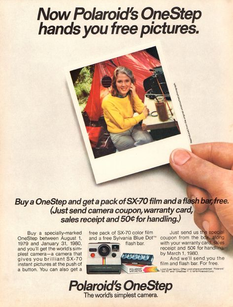 https://flic.kr/p/TsnqGj | 1979 Polaroid OneStep Camera Advertisement Time Magazine November 12 1979 | 1979 Polaroid OneStep Camera Advertisement Time Magazine November 12 1979 Polaroid Advertising, Camera Reference, Polaroid Design, Camera Advertisement, Camera Ads, Retro Polaroid, Vintage Propaganda, Vintage Moodboard, Polaroid Cameras