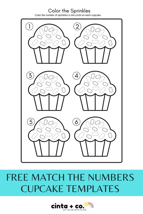 Cupcake Template, Fall Words, Pattern Worksheet, Counting Worksheets, Math Stem, Counting Activities, Free Preschool, Free Activities, Math Worksheet