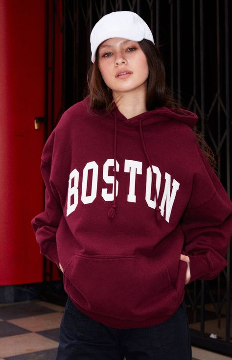 John Galt Christy Boston Oversized Hoodie | PacSun Brandy Melville Hoodies, Boston Hoodie, Brandy Hoodie, Brandy Melville Sweatshirt, Brandy Melville Hoodie, Woman Streetwear, Embroidery Hoodie, Cozy Pullover, John Galt