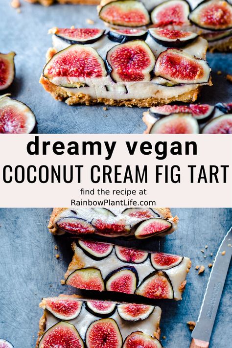 Vegan Coconut Cream, Fig Tart, Vegan Instant Pot Recipes, Vegan Gluten Free Desserts, Vegan Pie, Vegan Coconut, Vegan Brunch, Fig Recipes, Healthy Vegan Desserts