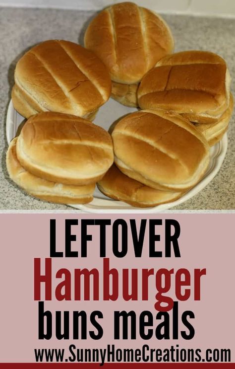 Ways to use leftover hamburger buns and hotdog buns Hamburger Rolls Recipe, Leftover Hamburger Buns, Leftover Hot Dog Buns, Leftover Bread Recipes, Recipes Using Hamburger, Hamburger Rolls, Hamburger Recipes Patty, Hamburger Bun Recipe, Rolled Sandwiches