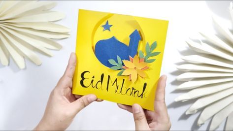 Eid Card Craft, Kad Hari Raya, Kartu Ucapan Idul Fitri, Ucapan Hari Raya, Kad Raya, Diy Eid Cards, Cards For Kids To Make, Creative Holiday Cards, Eid Al Fitr Greeting