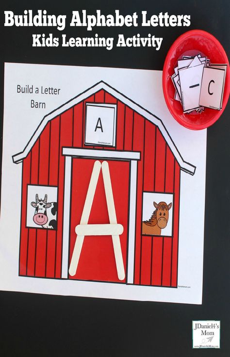 Building Alphabet Letters Kids Learning Activity #STEM #farm #alphabet #buildingactivity #printable #worksheet #jdaniel4smom #basedonabook Farm Activities Preschool, Farm Animals Preschool, Farm Theme Preschool, Snowmen Activities, Farm Preschool, Abc Activities, Farm Activities, Craft Sticks, Alphabet Activities Preschool