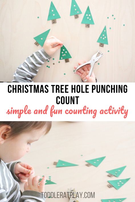 This Christmas Tree Hole Punching Count is a simple to prep activity, using minimal materials and effort! #christmastreeactivity #christmasactivity #activitiesforkids #countingactivities #learningtocount Christmas Science Activities, Tree Hole, Preschool Christmas Activities, Fine Motor Activities For Kids, Preschool Activities Toddler, Winter Activities For Kids, Hole Puncher, Christmas Activities For Kids, Winter Crafts For Kids