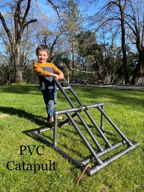 PVC #Catapult: Link for full how to video Fittings List: 10 Side-Saddle-Tees (Item 353) 2 Slip Tees (Item 63-F) 2 Snap Clamps (Item 13) 8 of the 90° Elbow (Item 113-F)   3 of the Snap Tab (Item 333-3) Pipe List: 2 sections of 1” PVC pipe cut to 2-1/2” long 2 sections of 1” PVC pipe to 36-1/2” long 3 sections of 1” PVC pipe cut to 19” long 2 sections of 1” PVC pipe cut to 10-1/2” long 4 sections of 1” PVC pipe cut to 24-1/2” long 2 sections of 1” PVC pipe cut to 31” long Pvc Catapult, Dragon Themed Birthday Party, Hockey Goal, Pvc Projects, Side Saddle, Pvc Pipe, Build Your Own, Birthday Party Themes, How To Build