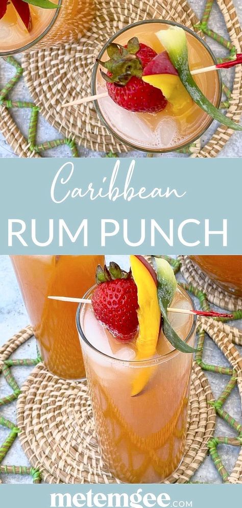 During the summer months, I love to make large batches of my favorite cocktails and boozy summery drinks for any and all gatherings and events. This Caribbean Rum Punch is one of the crowd favorites. A refreshing drink that is so easy to make that I just had to share the recipe with all of you. Caribbean Rum Punch Recipe, Jamaican Rum Punch Recipes, Basic Cocktail Recipes, Caribbean Rum Punch, Pina Colada Drink, Malibu Rum Drinks, Cocktail Recipes For A Crowd, Spiced Cocktail, Malibu Drinks