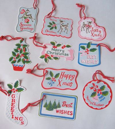 Gift Tag Illustration, Vintage Christmas Packaging Design, Christmas Tag Design, Christmas Gift Tags Stickers, Christmas Package Tags, Christmas Bow Illustration, Cath Kidston Christmas, Best Christmas Wishes, Xmas Drawing