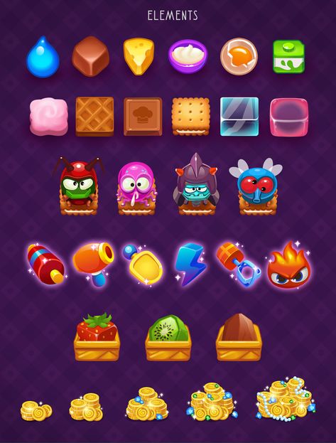 Baking Dash: King of Cake Masters - Match 3 games on Behance Candy Games, Match 3 Games, Game Icons, Game Gui, Mouse Cursor, 2d Game Art, Game Ui Design, Match 3, Casual Game