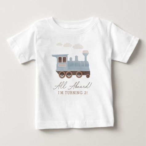 Charming vintage train tee, perfect for your little conductor's birthday celebration! #BabyBirthday #VintageTrain #KidsFashion #PartyTee #ToddlerStyle #CuteOutfits #BirthdayParty #TrainLovers #GiftForKids #ZazzleDesigns Choo Choo Train Birthday Party, Vintage Train Birthday Party, Newborn Parenting, Train Birthday Theme, Train Theme Birthday Party, Thomas The Train Birthday Party, Tshirts Vintage, Transportation Birthday Party, Train Birthday Party