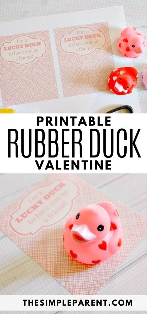 Our Rubber Duck Valentine idea doesn’t need candy which makes me happy! It’s a great alternative if you’re trying to avoid a bit of the candy, check out how cute Valentine Day rubber ducks can be! #printable #freeprintable #valentines #rubberducks #valentinesday Valentine Rubber Duck, Rubber Duck Valentine Printable, Lucky Duck Valentine Free Printable, Duck Valentine Printable Free, Rubber Duck Valentines For Kids, Rubber Ducky Valentine, Rubber Duck Valentine, Duck Valentine, Valentines Day Crafts For Preschoolers